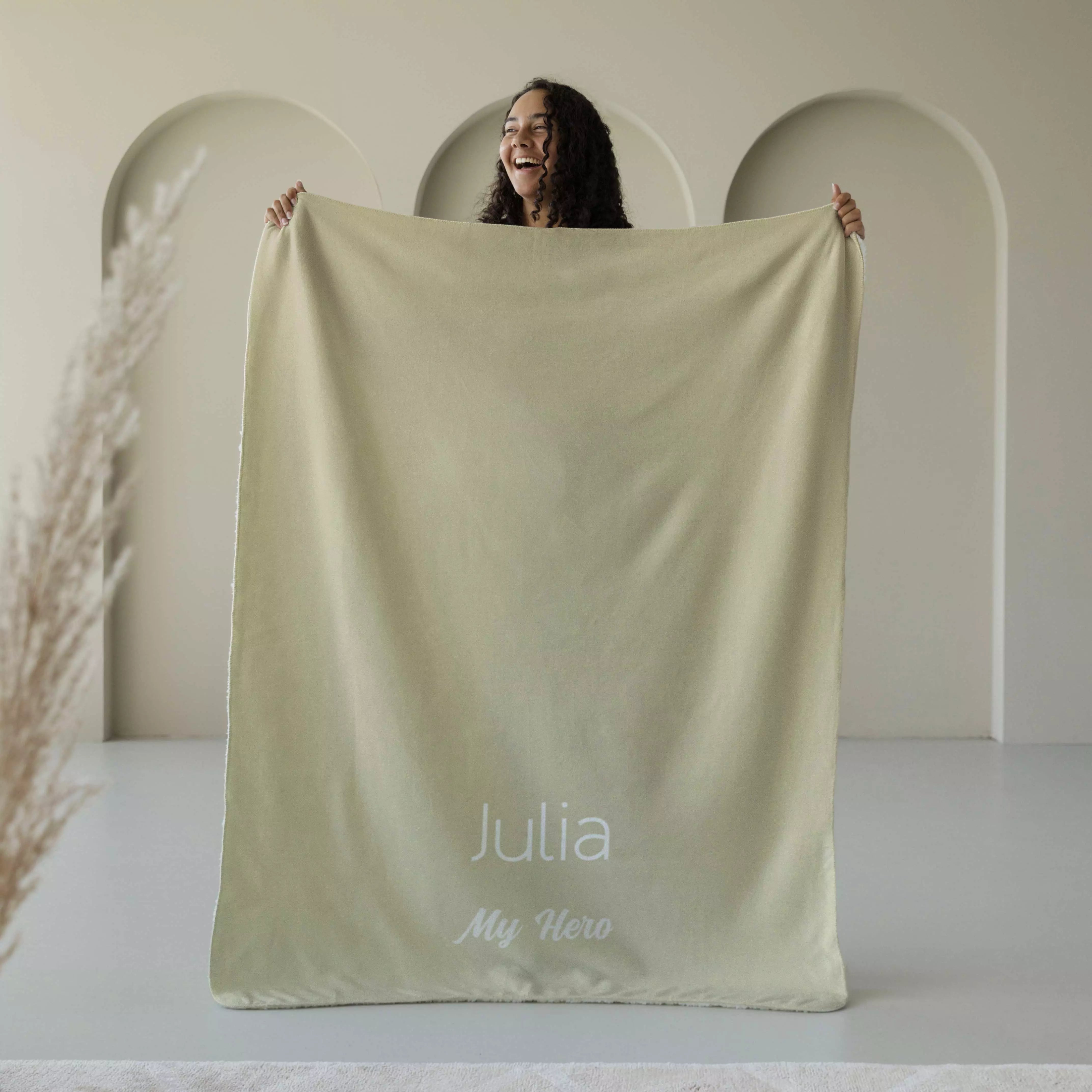 Fleece deken ‘Pistachio Haze’ – Stijlvol met eigen naam en titel