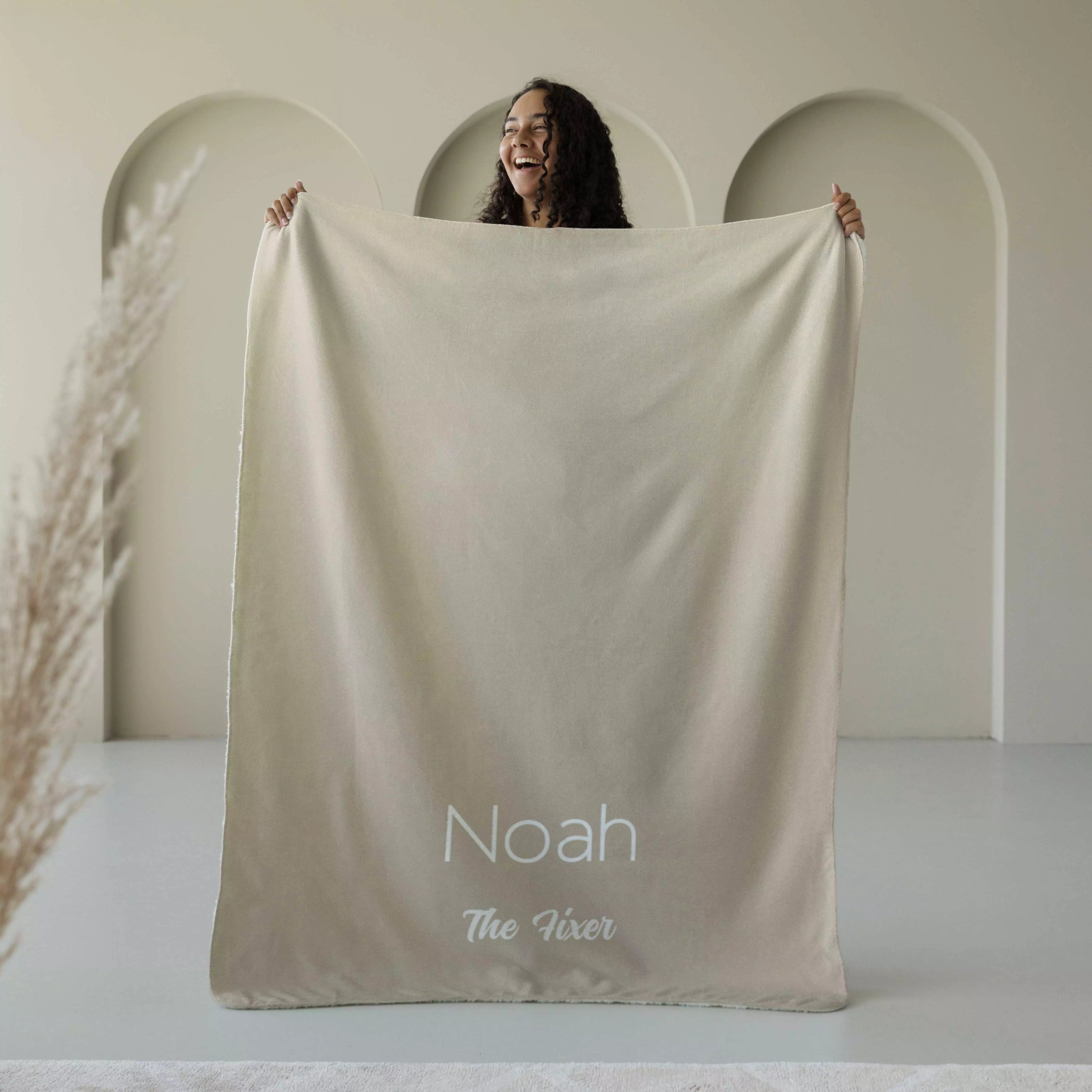 Fleece deken ‘Soft Linen’ – Stijlvol met eigen naam en titel